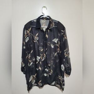 Gianni Nicole Floral‎ Sheer Black Cover Up Large